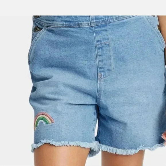 Blue Jean Short Overalls Rainbow 🌈 "Queen" NWT By Blu - Picture 3 of 14